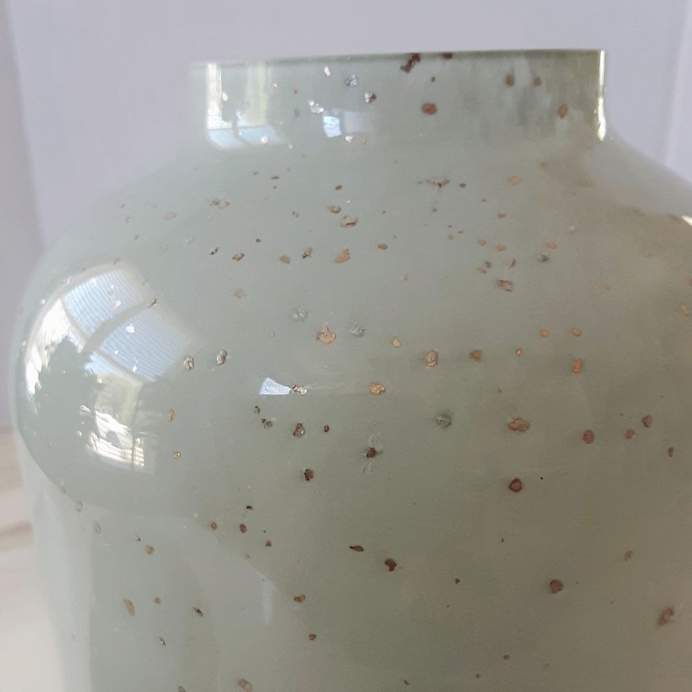 WEST ELM Mari Gold Speckled Celadon Glass Vases - Picture 5 of 7